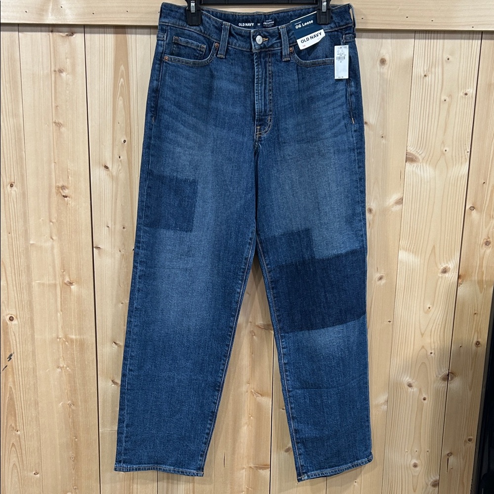 NWT Old Navy High Rise OG Loose Laser Patch Women’s Jeans, 10, Indie Y2K 90s